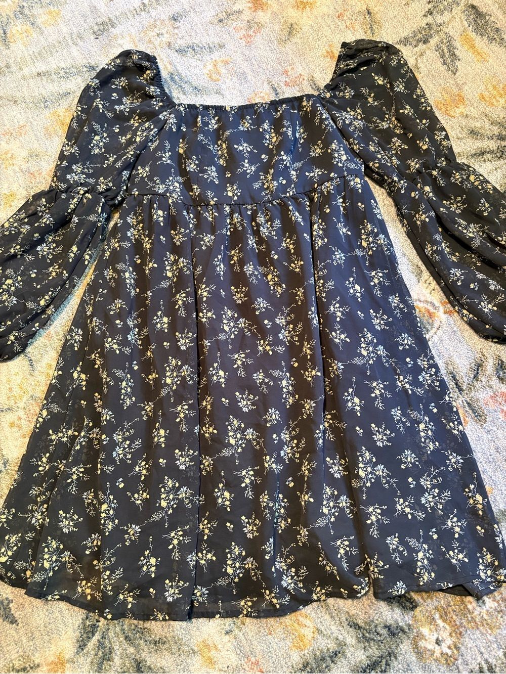 Mini puff sleeve dress micro floral cottagecore coquette Small